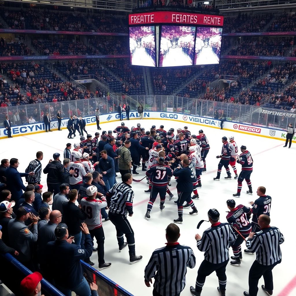 Хоккеисты Амура и Нефтехимика устроили массовую драку после матча КХЛ